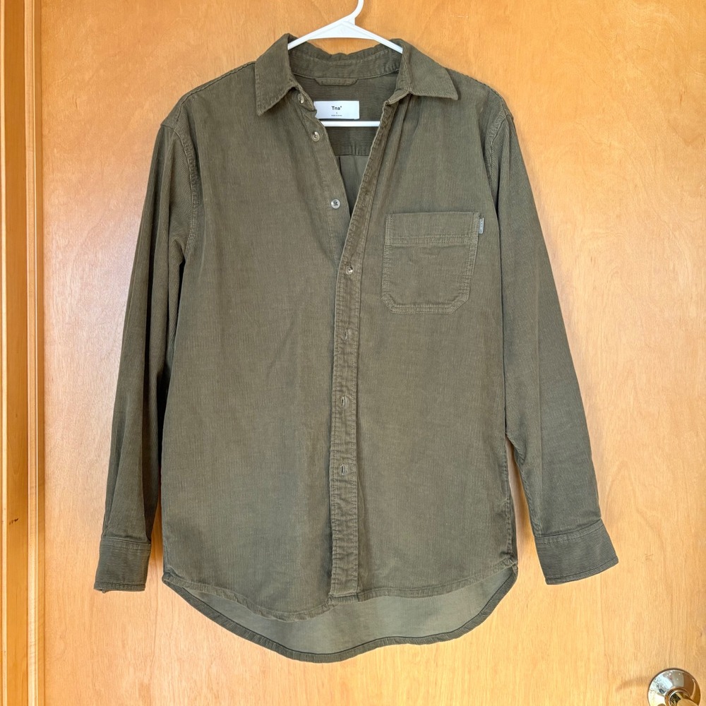 Tna Corduroy Button Down Shirt Womens 1 Olive Green Long Sleeve WRD3-2220-30